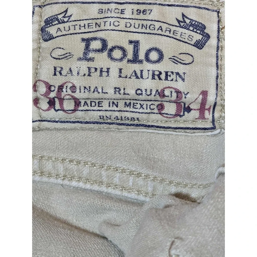 🤍 Vintage Polo Ralph Lauren PRL Co. Straight Cream Jeans‎ Men's 36x34 🤍